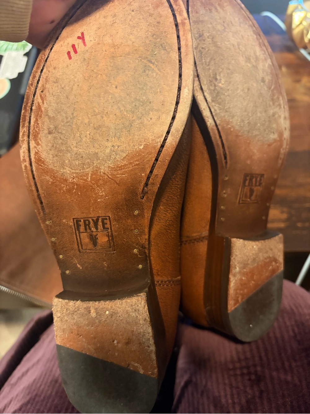 Frye Brown Leather Tall Riding Boots Back Zip Size 6B - Picture 8 of 8